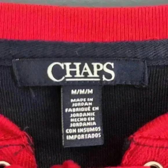 Chaps, navy blue, tie up chest, red collar, dress women’s size M - Picture 2 of 3